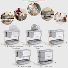 Elele Amalfi 3in1 Elektrikli Anne Yanı Beşik Park Yatak Otomatik Sallanan Kademeli Gri