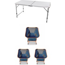 Kılıçaslan Camp Madfox Field Katlanır Kamp Masası Beyaz +3 Adet Katlanır Sandalye Navy Spark