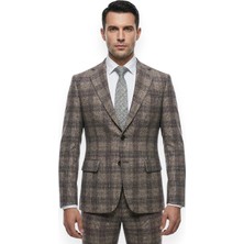 HERMOSE Signature | Kahverengi Ekose Desenli Takım Elbise