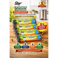 Urfakent Star Plus Orta Boy Çöp Torbası 20'li 5 Paket 55X60 cm Dayanıklı Sızdırmaz Orta Boy Çöp Poşeti