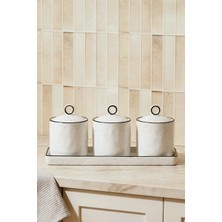 Perotti Nestore 3'lü Bone Porselen Standlı Baharat Takımı Tezgah Üstü Organizer