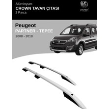 Turtle Peugeot Tepee 2008-2018 Crown Tavan Çıtası - Gri