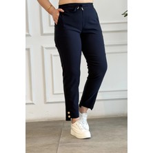 Beli Lastikli Paçası Asimetrik Pantolon