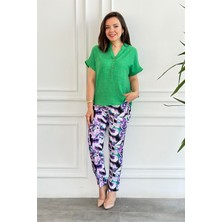 Çiçek Desenli Cep Detaylı Pantolon