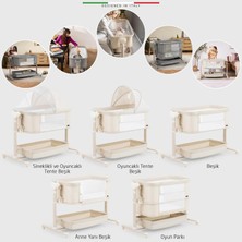 Elele Amalfi 3in1 Elektrikli Anne Yanı Beşik Park Yatak Otomatik Sallanan Kademeli Bej