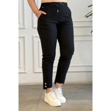 Beli Lastikli Paçası Asimetrik Pantolon