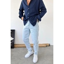 HAFKA Buz Mavi Basic Boyfriend Pantolon