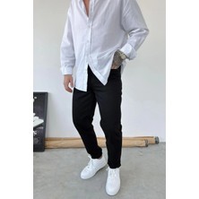 HAFKA Siyah Basic Boyfriend Pantolon