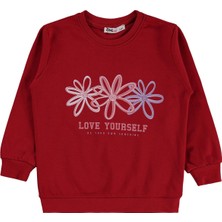 Civil Girls Renkli Çiçek 2-5 Yaş Sweatshirt - Kırmızı