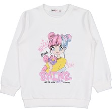 Civil Girls Anime Baskılı 2-5 Yaş Sweatshirt - Ekru