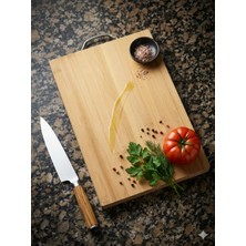 Hanım Ev Bambu Kesme ve Sunum Tahtası - 33,5 x 23,5 x 1,7 cm - Metal Kulplu Ergonomik Tasarım