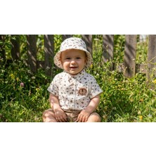 Lenna Baby Safari Şapkalı Gömlek Müslin 3'lü Takım Leopar Desenli Müslin Gömlek