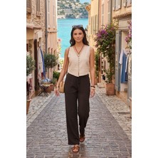 Lela Pamuklu Relaxed Fit Geniş Paça Müslin Pantolon Bayan Pantolon 668YP5502