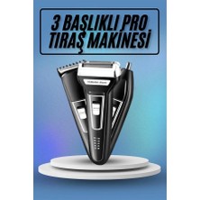 MiraLive Kulak Burun Kıl Kesme Ense Yanak Tıraş Seti 3 Başlıklı Profesyonel