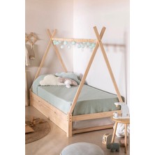 Simy Montessori Ahşap Çadır Karyola – Çocuk Yer Yatağı, Doğal Ahşap Tipi Yatak Iskeleti, Bebek ve Çocuk Odası Karyolası