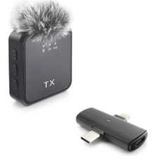 MiraLive F15 Type-C + Lightning Kablosuz Yaka Mikrofonu - Siyah