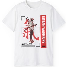 Tişört Kodu Urban Warriors Kadın Tişört – Anime Streetwear Grafik Baskılı Regular Fit Tişört
