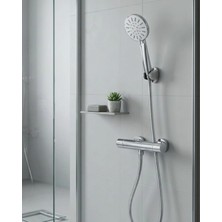 MiraLive Çok Fonksiyonlu 4 Modlu El Duşu Başlığı Krem Duş Seti Spiral Hortumlu