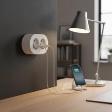 MiraLive Beyaz Ikili Sıva Üstü Dekoratif Topraklı Elektrik Prizi