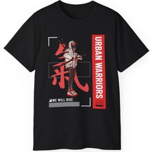 Tişört Kodu Urban Warriors Kadın Tişört – Anime Streetwear Grafik Baskılı Regular Fit Tişört