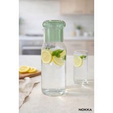 Nokka Borosilikat Cam Sürahi, Kapaklı Cam Karaf Su Şişesi Şeffaf Sürahi Modern Mutfak Sürahisi