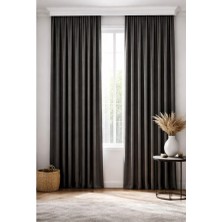 Taç Olivya Tekstil Lüks 1.sınıf Elegance Antrasit Renk Blackout Düz Dikim Fon Perde