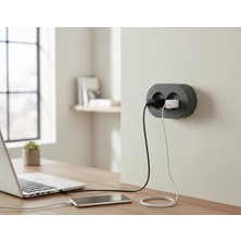 MiraLive Antrasit Renkli Sıva Üstü Ikili Topraklı Priz, Çiftli Elektrik Bağlantısı