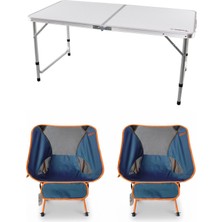 Kılıçaslan Camp Madfox Field Katlanır Kamp Masası Beyaz +2 Adet Foldmesh Katlanır Sandalye Navy Spark