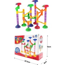 Farbu Oyuncak 58 Parçalı Yaratıcı Eğitici ve Eğlenceli Misket ve Misket Kaydıraklı Oyuncak Kule Seti