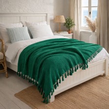 Ces Home Yeşil Kendinden Desenli %100 Pamuk Çift Kişilik Pike/yatak Örtüsü 210*230 cm