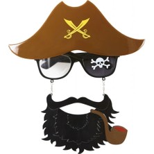 MiraLive Kahve Şapkalı Pipolu Jack Sparrow Gözlüğü