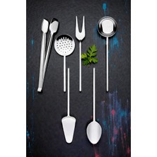 Umut 6 Parça Paslanmaz Çelik Servis Takımı Kepçe Kevgir Çatal Kaşık Spatula Maşa Servis Seti