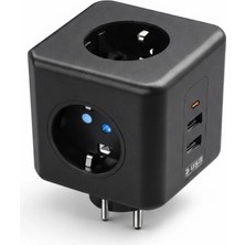 Marsilyan Akım ve Voltaj Korumalı Küp Priz 3 USB Destekli