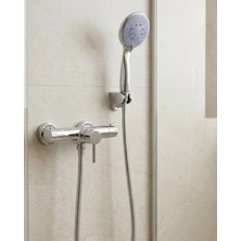 MiraLive Mavi 4 Fonksiyonlu El Duşu Başlığı Seti Spiral Hortum ve Duş Askısı