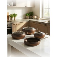 Hascevher Daisy 7 Pcs Güveç Granit Cam Kapaklı