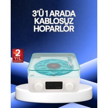 3-1 Kablosuz Bluetooth Hoparlör – Gece Lambalı, Saatli, Retro Tasarım