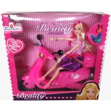 King Toys Beauty Motorcycle Bebekli Moped Pembe Renkli Eğlenceli Oyuncak Kız Çocuklar İçin