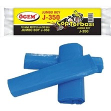 J-350 Jumbo Boy Çöp Torbası 80 x 110 cm 10 Lu Rulo x 1 Paket = 10 Adet (Mavi)