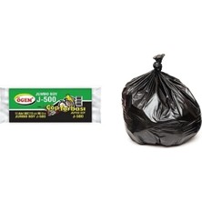 J-500 Jumbo Boy Çöp Torbası 80 x 110 cm 10 Lu Rulo x 1 Paket = 10 Adet (Siyah)
