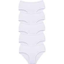 Pileli Store 5 Adet Tutku Kadın Yüksek Bel Bato Kalın Lastik Külot Beyaz