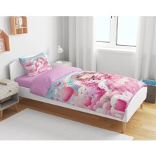 Sarel Group Prenses Pembe Baskılı 3D Tek Kişilik Çarşafsız Nevresim Takımı