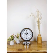 MiraLive Krom Metal Çini Desen Masa Saati 25×20 cm