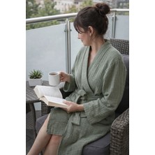 Ces Home Yeşil Renk 4 Kat Müslin Sabahlık/bornoz