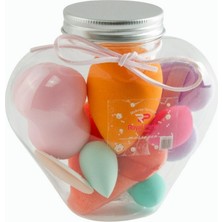 Zero Land Techmrt 9 Adet Kalp Şişeli Makyaj Süngeri - Ebruli