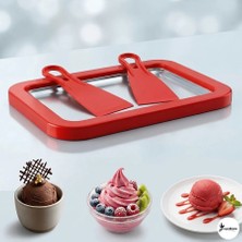 Eşya Dünyası Paslanmaz Çelik Dondurma Tavası Seti - Rulo Dondurma, Sorbe ve Meyveli Yoğurt Hazırlama Plakası