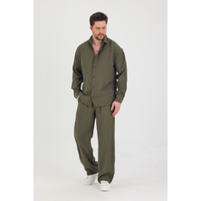 Tarz Cool Erkek Oversize Rahat Kalıp Gömlek-Pantolon Alt-Üst Takım