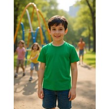 Windy Island Erkek Çocuk Bisiklet Yaka %100 Pamuk Basic Kısa Kollu T-Shirt