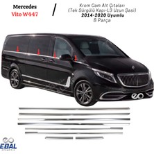 Ebal Oto Mercedes Vito W447 Krom Cam Alt Çıtaları 8 Parça (Tek Sürgülü Kapı-L3 Uzun Şasi) 2014-2020 P.çelik