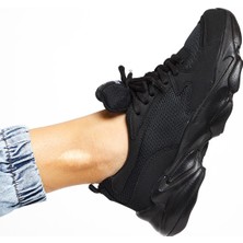 Tonny Black Tonnyblack Unisex Spor Ayakkabı Siyah Zyp Suni Deri Yüksek Topuklu Platform Taban