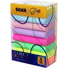 Silka Si̇lka Art 51 Neon Renkli 8'li Curved Rainbow Silgi Seti Ölçülerle Eğlenceli Kullanım